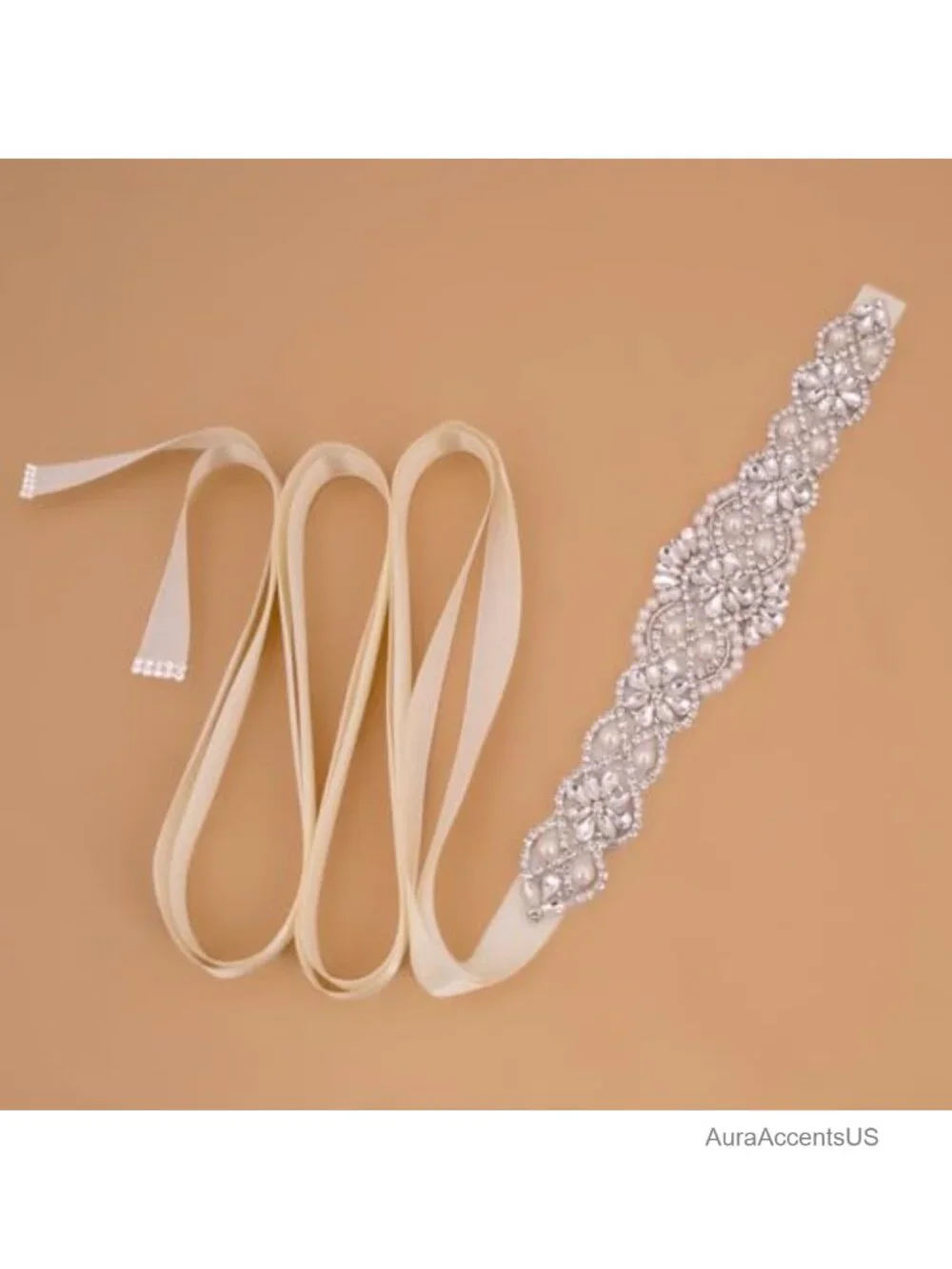 Pearl Crystal Sash Handmade Beaded Wedding Belt Rhinestone Sash Formal Evening